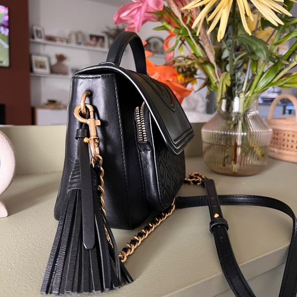 Tory Burch Flemming Black Leather Crossbody Bag - Picture 2 of 13